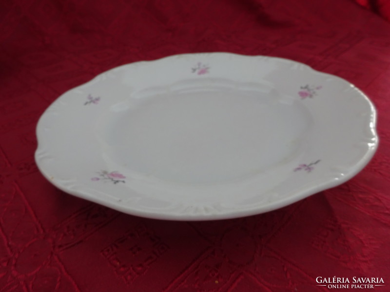 Zsolnay porcelain, antique, plate with shield seal, with pink flower. He has!