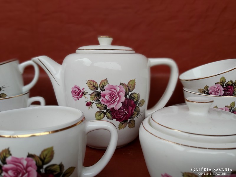 Gránit Gyönyörű rózsás 4 személyes teáskészlet, Gyűjtői darab