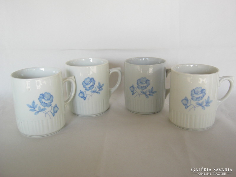 4 Zsolnay porcelain blue rose mugs with an old skirt