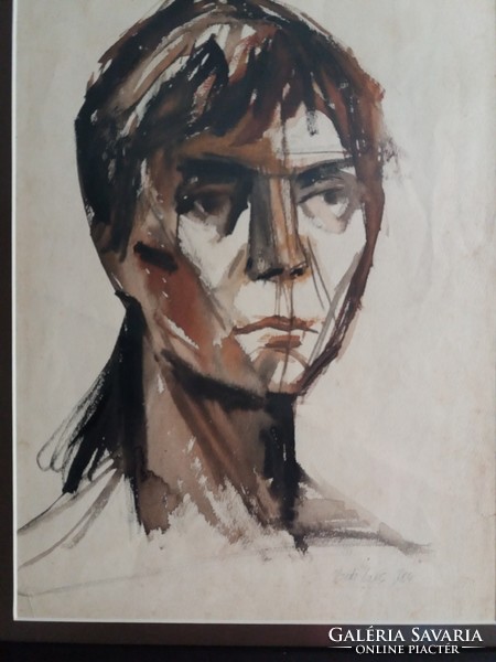VAJDA LAJOS- FEJTANULMÁNY- 1924 / Akvarell/