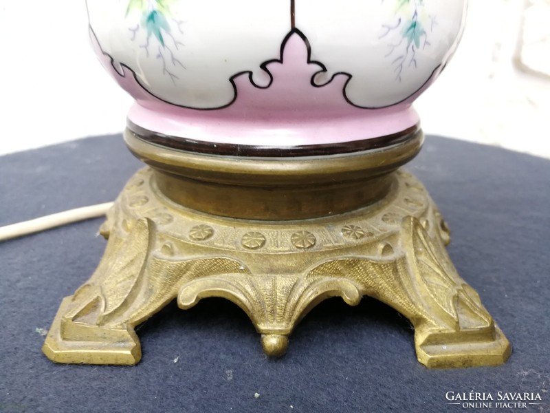 Asztali lámpa, porcelán, barokk stílusú, réz szerelékkel! Két fülű díszes valószínűleg Osztrák!