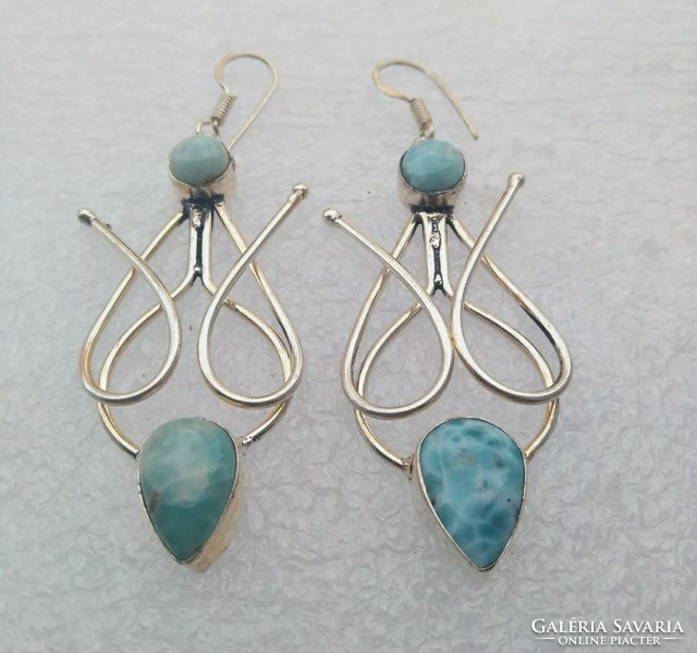 Larimár gemstone earrings craft new! Showy, great piece!