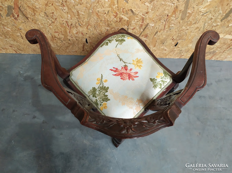 Antique Chinese Asian furniture upholstered wooden triangular special decorative carved corner chair