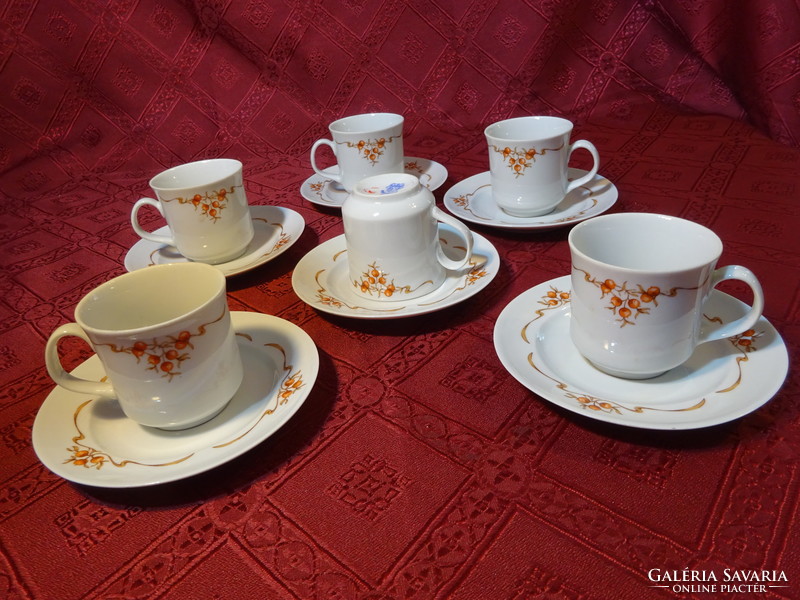 Alföldi porcelain rosehip pattern coffee cup + coaster. He has!
