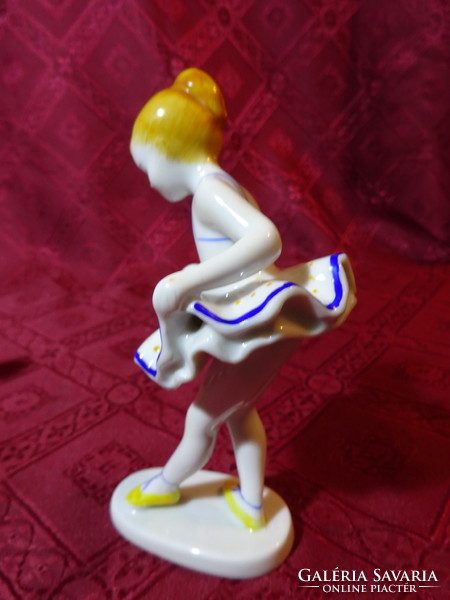 Ravenclaw porcelain figure, hand-painted ballerina, skirt with blue edge, height 13.5 cm. He has