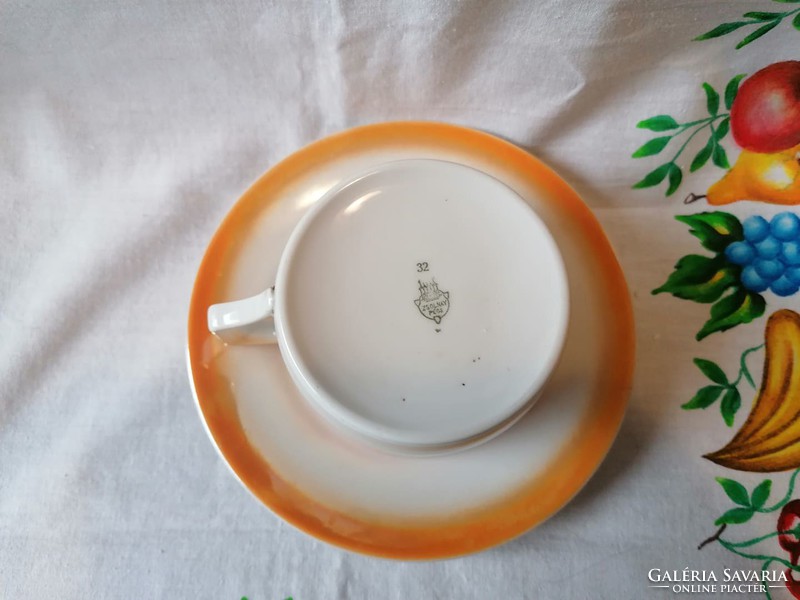Old geisha zsolnay tea cup + saucer (iridescent) 03.