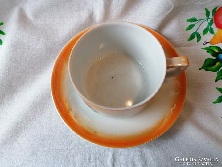 Régi Gésás Zsolnay teás csésze+alj (irizálos) 05.