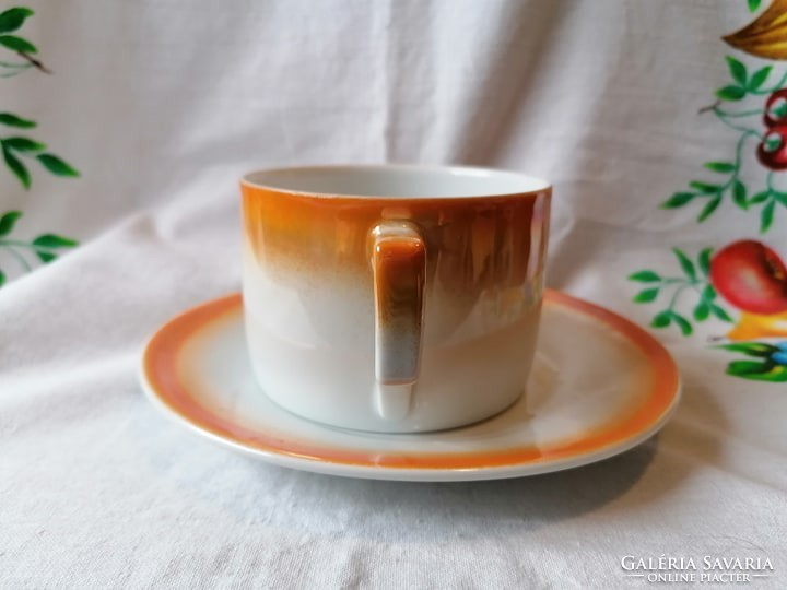 Old geisha zsolnay tea cup + saucer (iridescent) 05.
