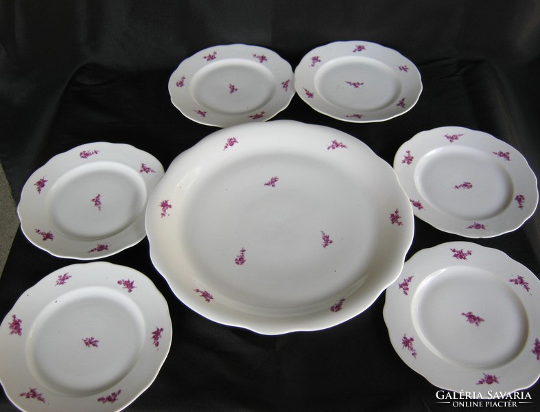 Zsolnay porcelain cake plate set for 6 people