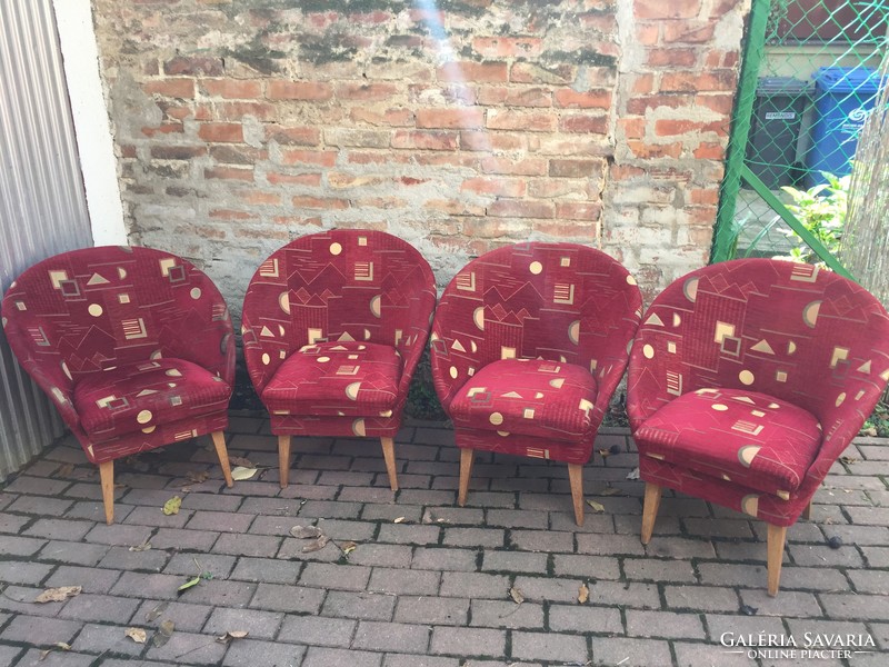 4pcs retro mid century armchair chair with new upholstery