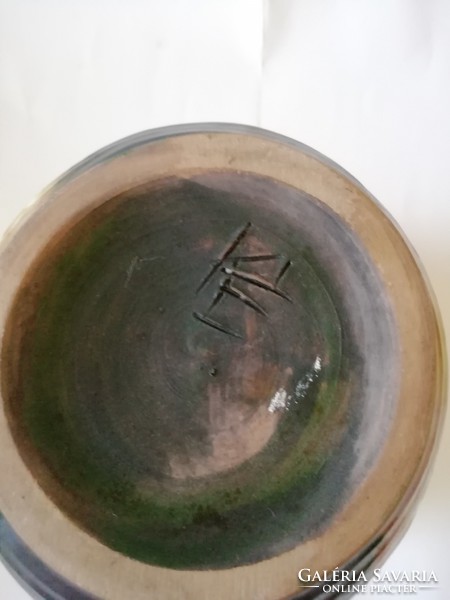 Koller Éva - Iparművészeti váza hibátlan, jelzett,16 cm