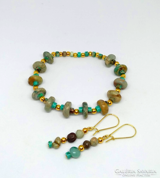 Rustic snakeskin jasper set, bracelet and earrings