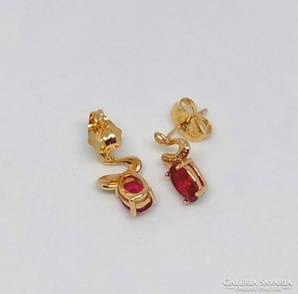 Filled gold (gf) earrings with large faceted ruby cz crystal