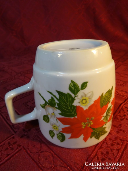 Zsolnay porcelain, poinsettia mug, diameter 8.5 cm. He has! Jokai.