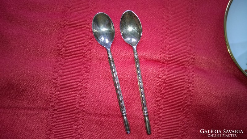 Pair of silver-plated, rare, beautifully shaped mocha spoons