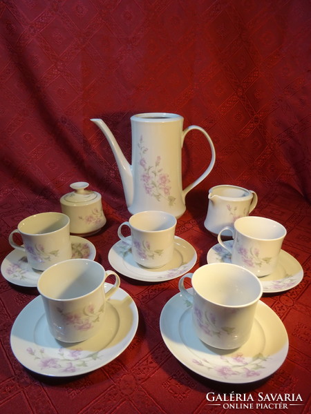Great Plain porcelain tea set for five people. Pale purple floral. He has!