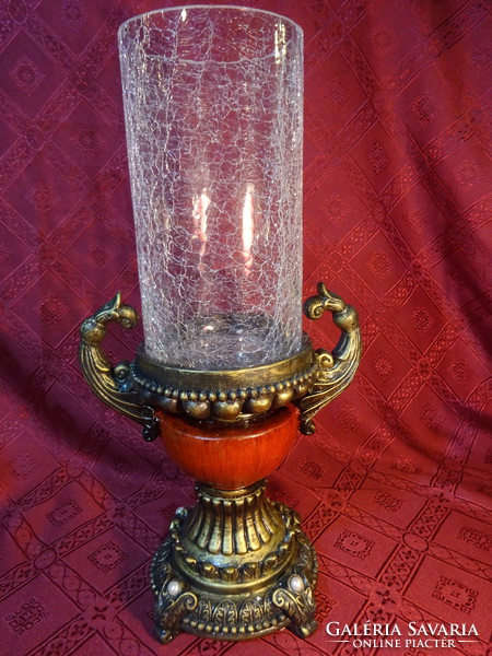 Special glass top candle holder, height 37 cm. He has!