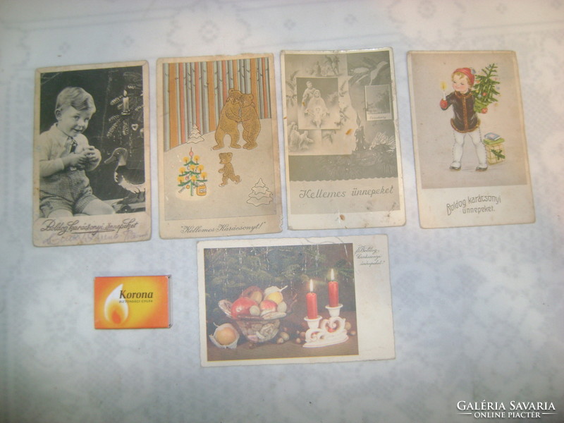 Régi karácsonyi képeslap - öt darab
