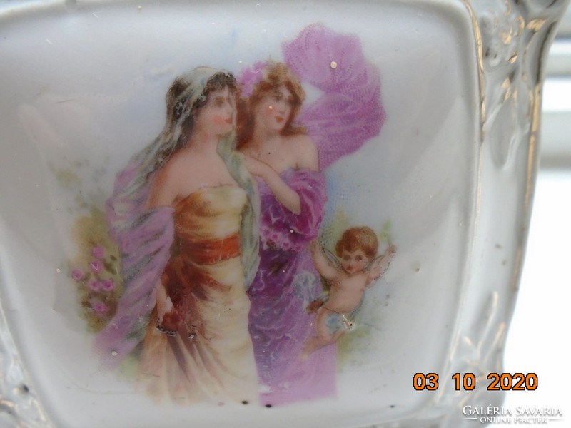 19th Viennese court bonbonier with nymphs, angel, embossed empire flower pattern