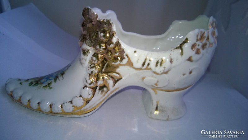 Antik  porcelán dísztárgy-díszes női cipö-topánka