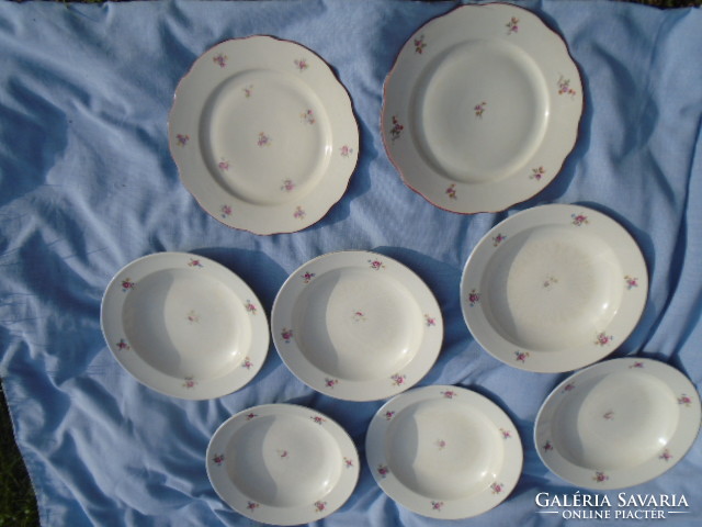 Zsolnay antik étkészlet hiányos 6 mély tányér és 3 db lapos tányér 