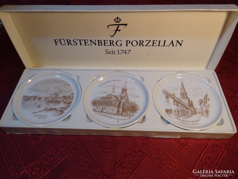 Fürstenberg German porcelain mini wall decoration in 3 gift boxes with a view of Nienburg. He has!
