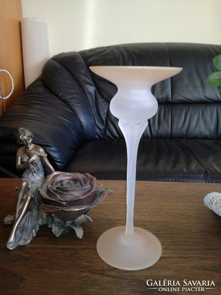 Opál üveg gyertyatartó, mécsestartó 23 cm