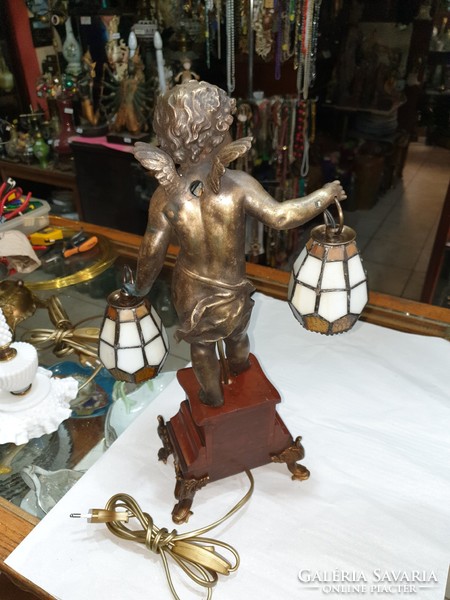 Régi Felújjitott figurális Tiffany búrás asztali lámpa 