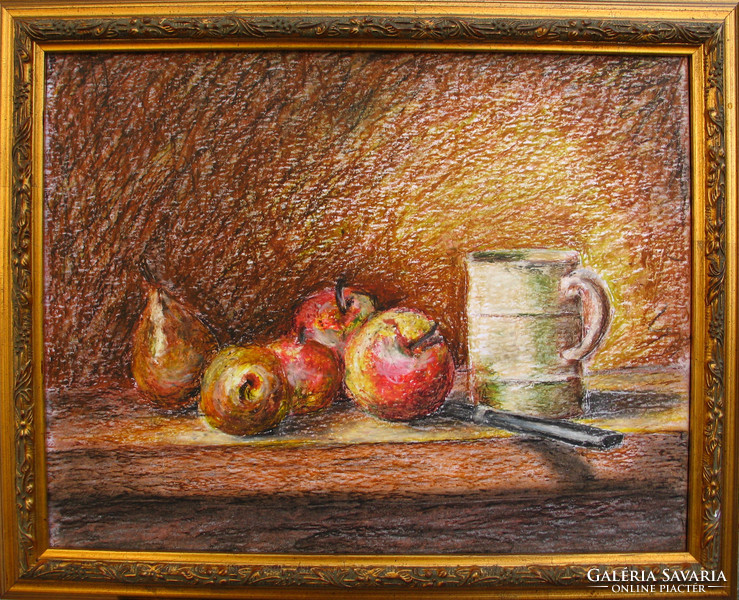 Moona - Gyümölcsök bögrével  EREDETI festmény