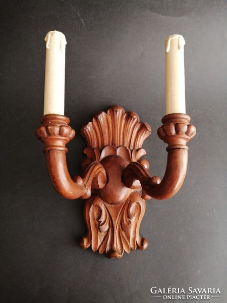 Antique baroque style wooden carved wall lamp wall arm - ep