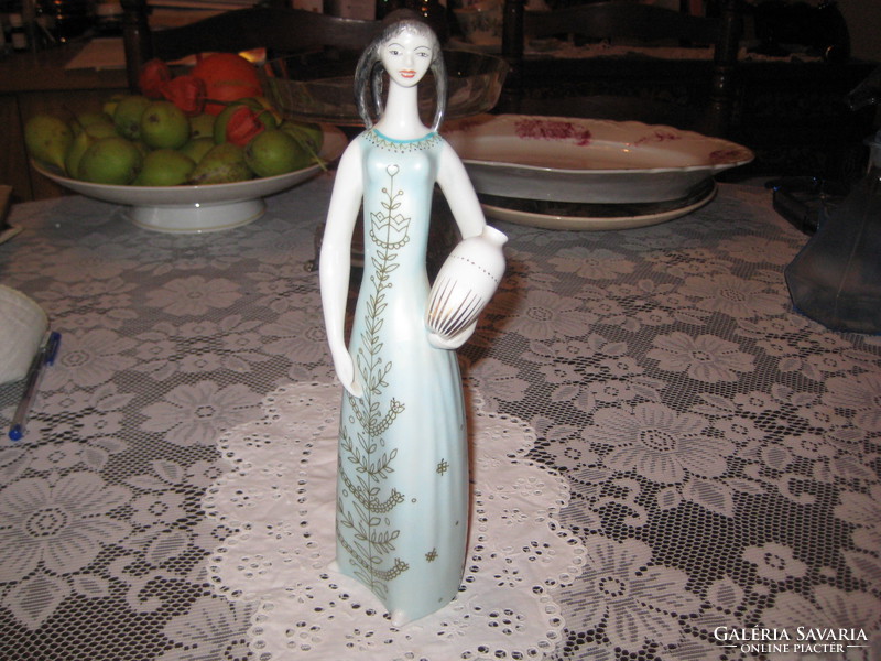 Hollóházi, flawless, figurine, girl with jug 27.5 cm