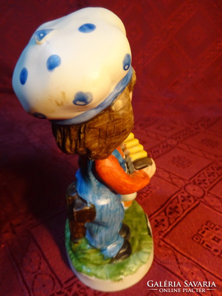 Porcelán figura, harmonikás fiú a libával, magassága 14,5 cm. Vanneki!
