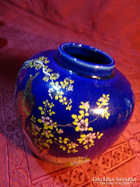 Japanese porcelain tea container, height 11 cm. Cobalt with pheasant pattern on a blue background. He has!