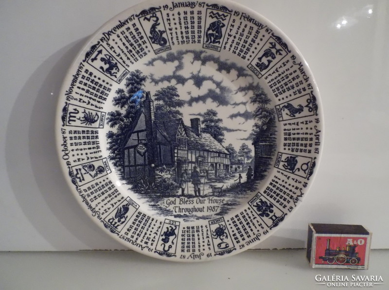 Plate - calendar - marked -1987 - 24 cm - English - perfect