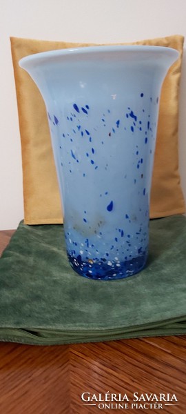 Gyönyörű ritka Szabó Erzsébet kézi gyártású finom üveg váza