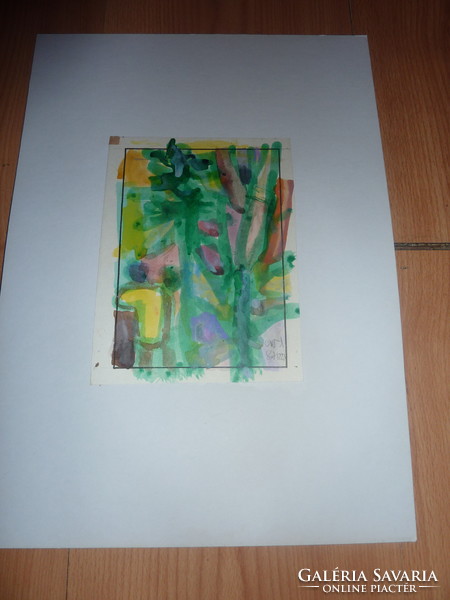 Miklós Cs. Németh: in the forest, watercolor cardboard, original marked from 1987