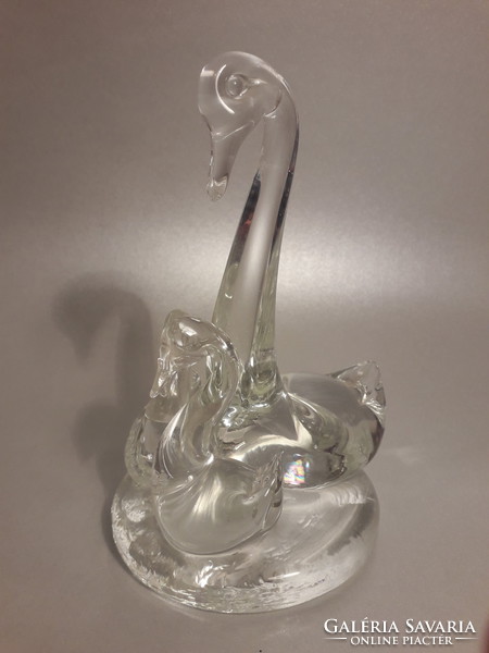 It's worth it now!!! Glass mummy swan with little swans 15 cm sculpture paperweight