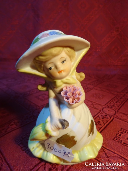 Porcelain figurine, lady with hat and umbrella, height 10 cm. He has!