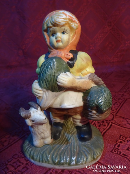Porcelain figurine, little girl with a lamb, height 12 cm. He has!