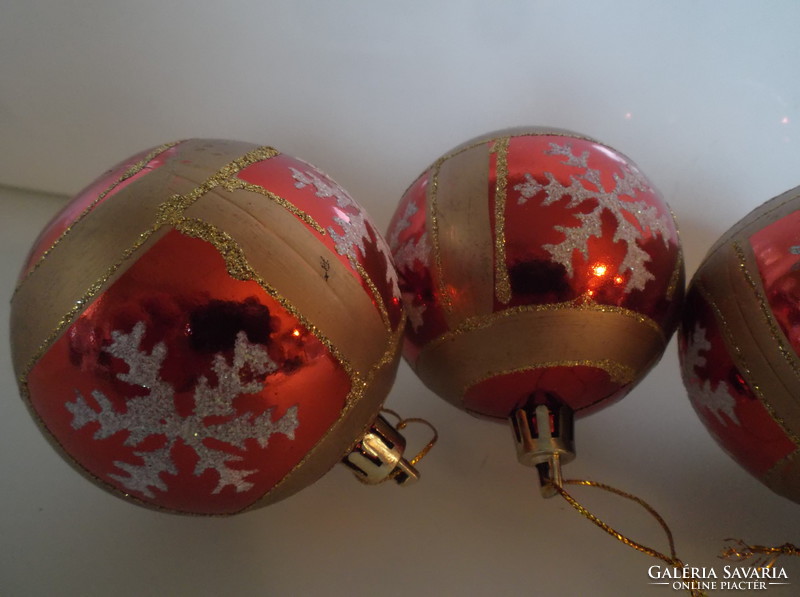 Christmas tree decoration - 4 pcs - large - 6.5 cm - painted - glitter - plastic - flawless