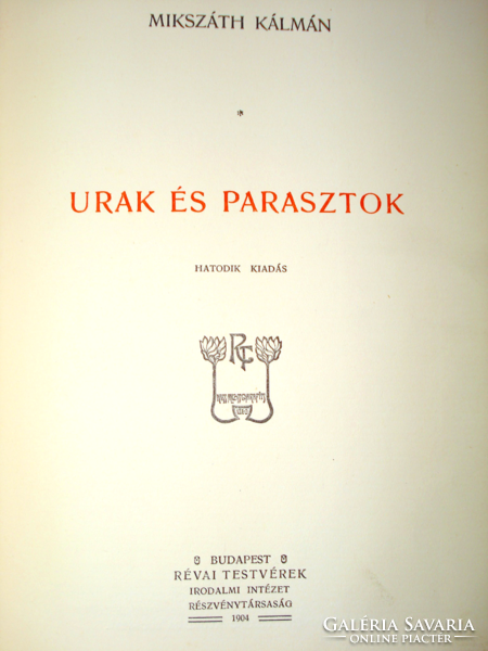 Mikszáth Kálmán 4 műve szecessziós, kiadói díszkötésben (Révai 1908)