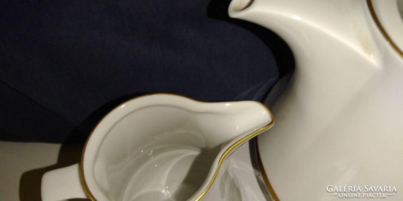 Henneberg porcelán arany szegélyű teás- kávés kanna,kancsó  tej-tejszín kiöntővel