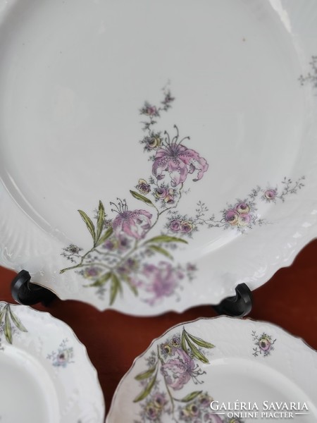 Pfeiffer & Löwenstein virágos porcelán szecessziós kínáló sütis tányér süteményes szett gyönyörű