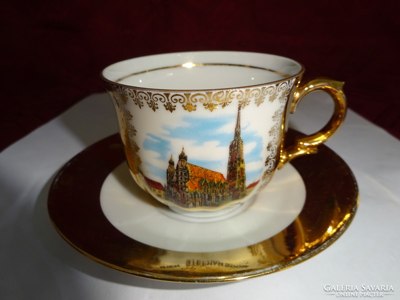 Bavaria german porcelain coffee cup + placemat with vista stephansdom view. He has!
