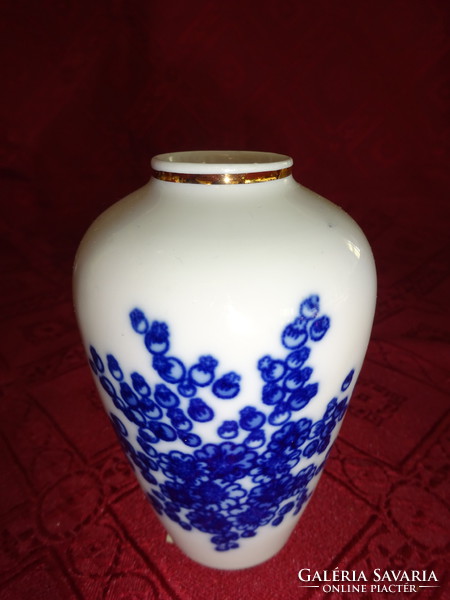 Hollóház porcelain vase with cobalt blue pattern, height 9.5 cm. He has!