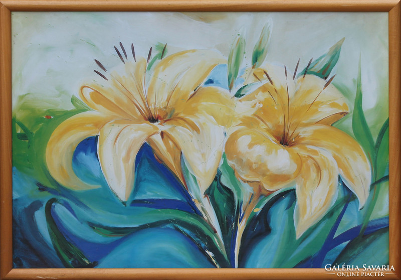 Nice print, good frame: yellow flowers