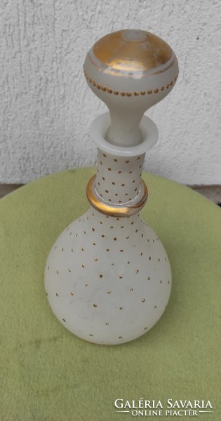 Antique corked bottle, chalcedony, gilded, corked glass! Rare collection piece from the 1800s. Video