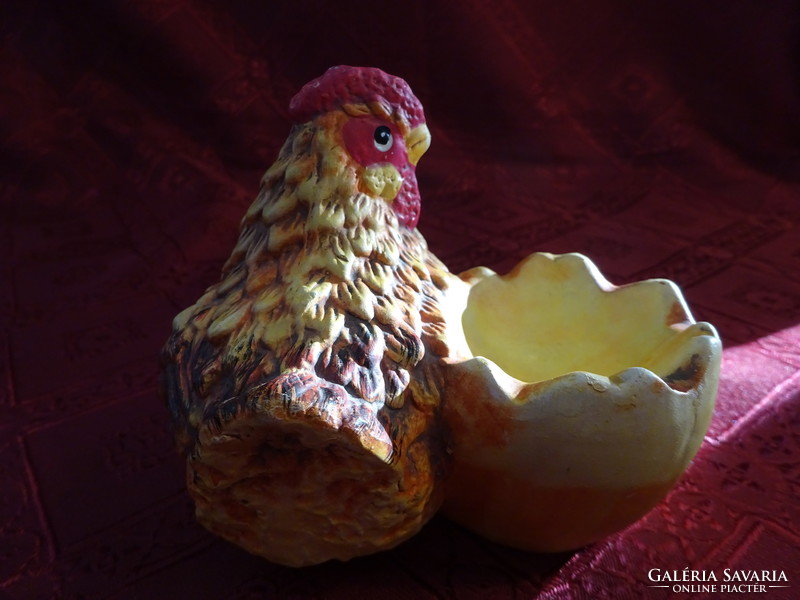 German porcelain figurine, chicken coop with egg holder, height 9.5 cm. He has!