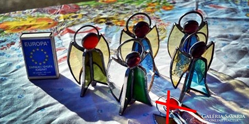 5-piece tiffany angel pack, original u.S.A. Made of colored tiffany glass! (B)