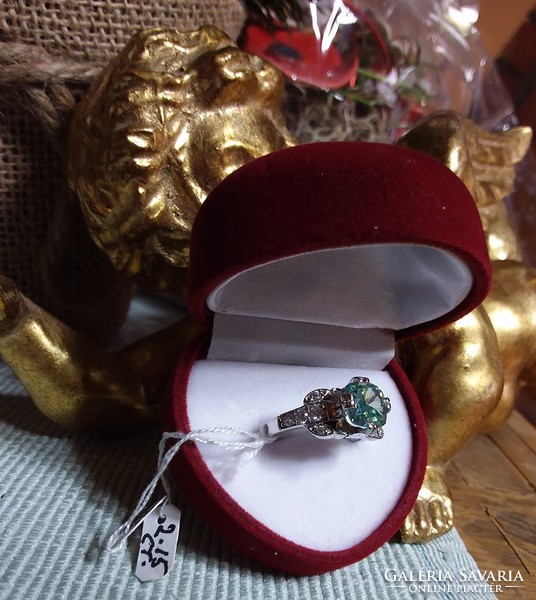 2,15 karat VS1 fehér SKY kék Moissanite Diamond 925 ezüst gyűrű méret: 55